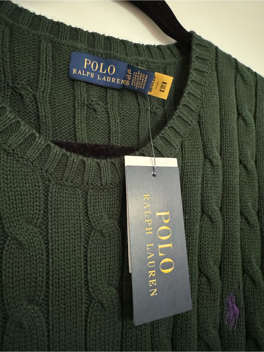 NWT Ralph Lauren Crew neck cable knit sweater. Size XL